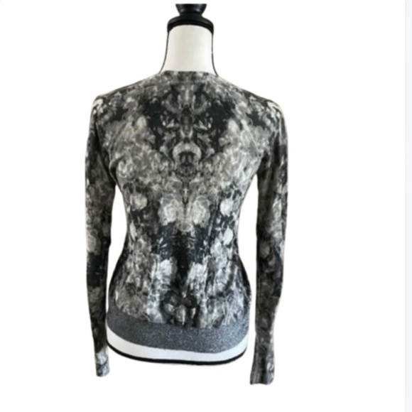 Sparkle metallic grey silver black fine knit ribbed cardigan sweater xs small - Picture 1 of 16